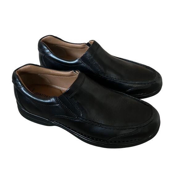 Johnston & Murphy 25-7205 Men's 9.5M Black Leather Slip On Loafer Shoe Sheepskin - Picture 1 of 8